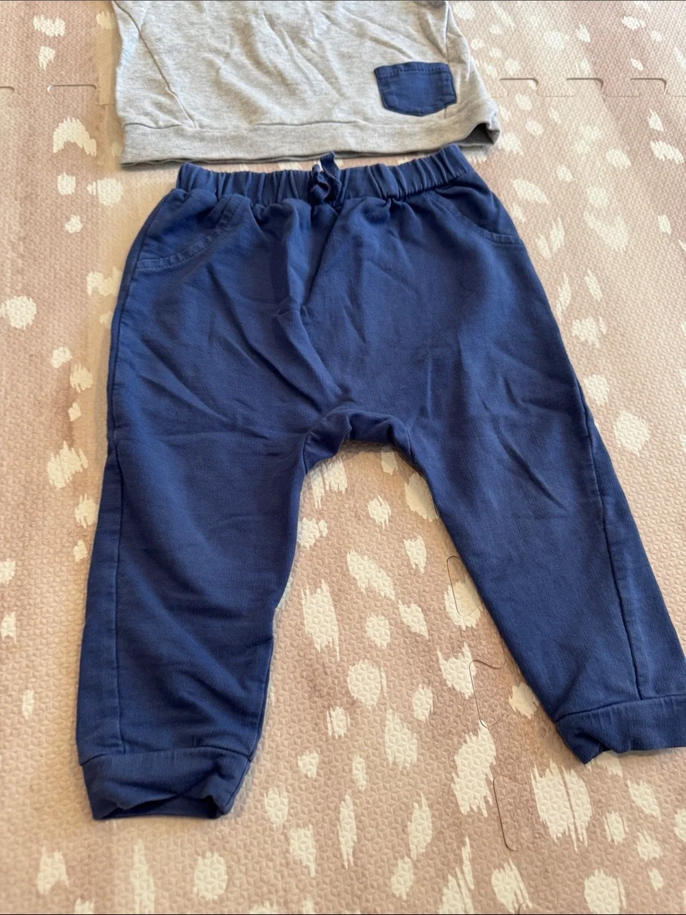 Bloomie’s Baby 2-Piece Sweatshirt & Jogger Set Gray/Navy 18M Cozy Cotton